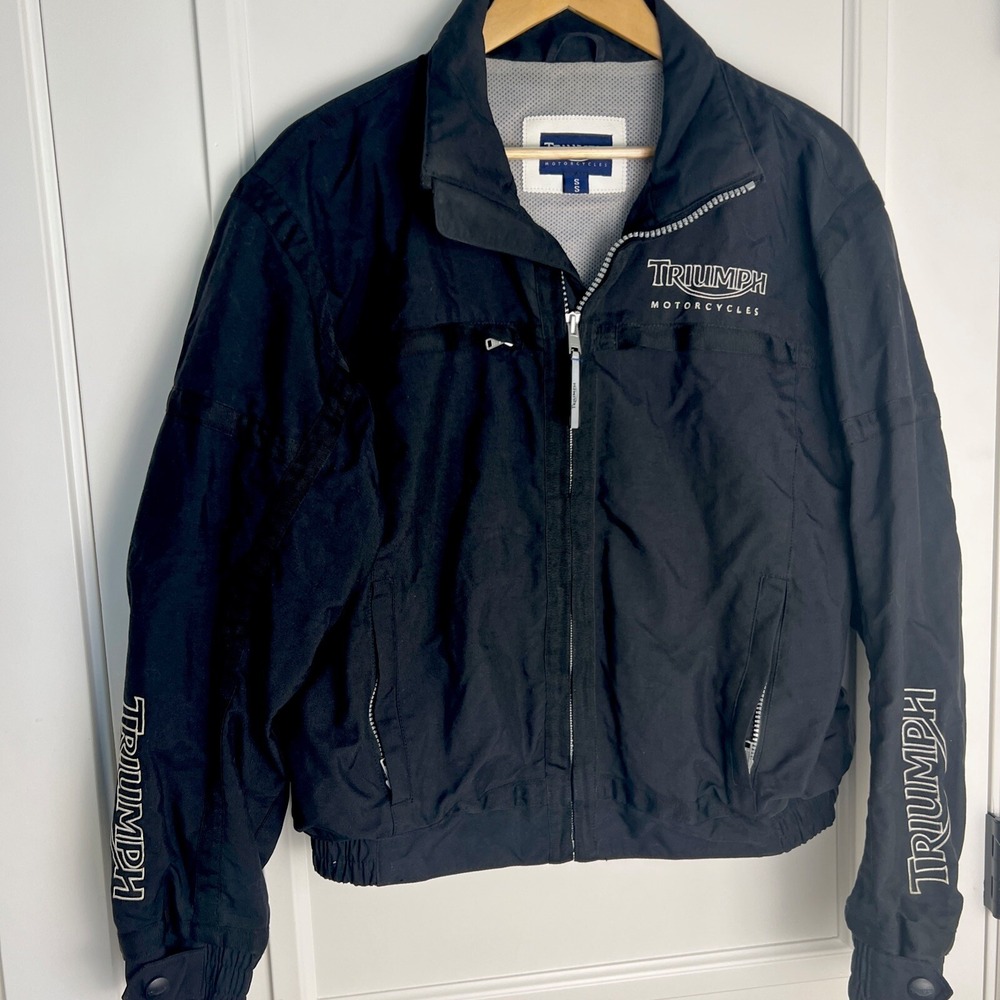 Triumph Motorcycle Jacket Small Racing Biker Adult Coat‎ Mesh Embroidered Black